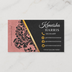 Pink and Gold Modern Hair Braiding Salon Business  Business Card