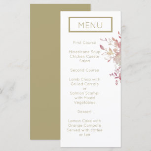 Pink and Gold Modern Minimalist Wedding Menu