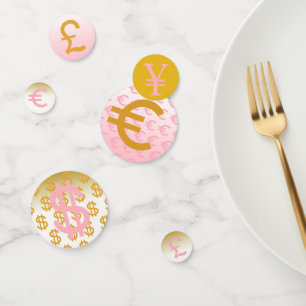 Pink and Gold Money symbols Party Confetti