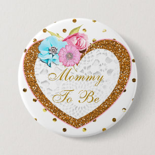 Pink and Gold Mummy to Be Baby Shower Button