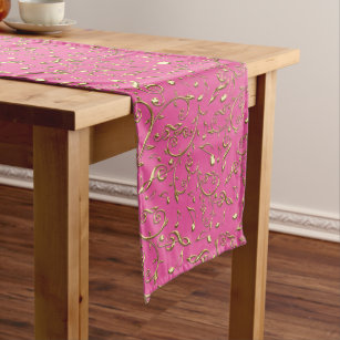 Pink and Gold Music Notes Floral Table Runner