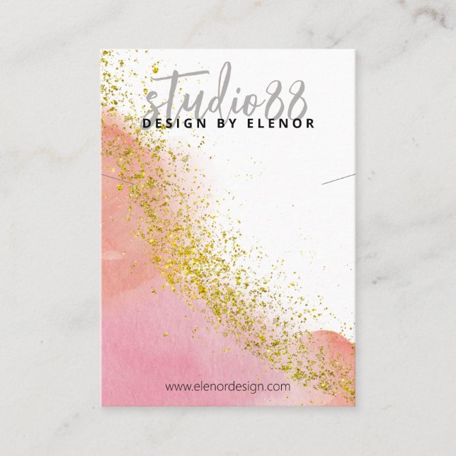 Pink And Gold Necklace Display Card (Front)