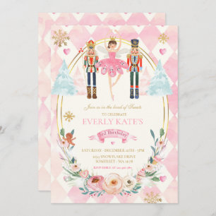 Pink And Gold Nutcracker Birthday Sugar Plum Fairy Invitation