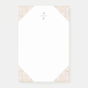 Pink and Gold Ogee Monogrammed Post-it Notes