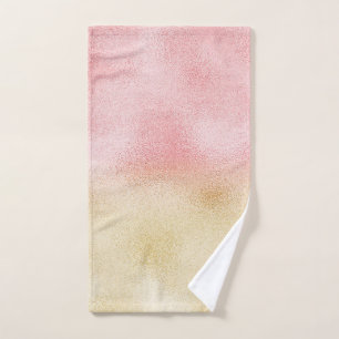 Pink and Gold Ombre Foil Bath Towel Set