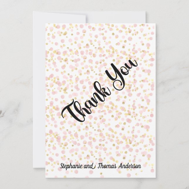 Pink and Gold Overlay Personalised Thank you card (Front)