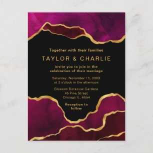 Pink and Gold Painted Agate Wedding Postcard