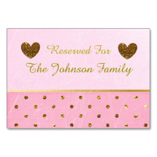 Pink and Gold Party or Wedding Table Cards