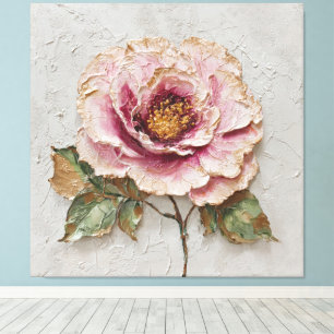 Pink and Gold Peony Textured Abstract Wall Art
