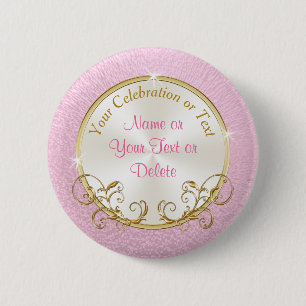 Pink and Gold Personalised Baby Shower Guest Pins