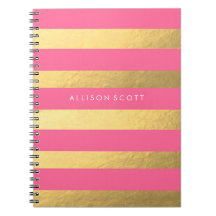 Pink And Gold Personalised Notebook