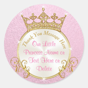 Pink and Gold Personalised Princess Stickers