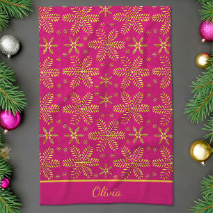 Pink and Gold Personalised Tea Towel