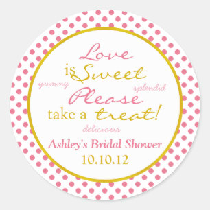 Pink and Gold Polka Dot Candy Buffet Stickers