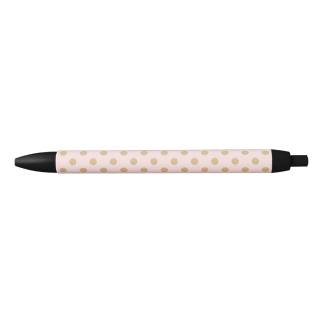 Pink and Gold Polka Dot Pattern Black Ink Pen (Front)
