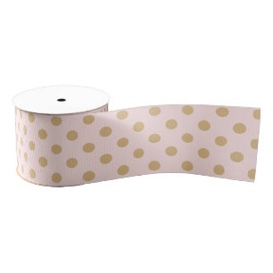 Pink and Gold Polka Dot Pattern Grosgrain Ribbon