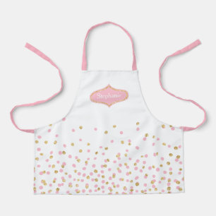 Pink and Gold Polka Dots Personalised Apron
