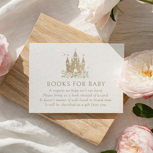 Pink and Gold Princess Baby Shower Books for Baby Enclosure Card