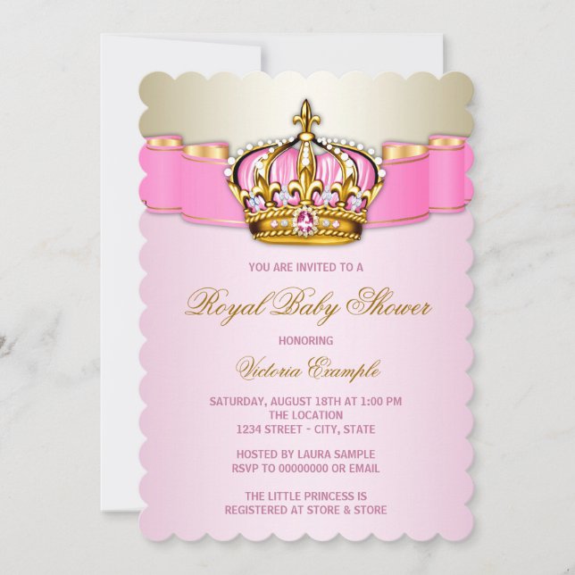 Pink and Gold Princess Baby Shower Invitation (Front)