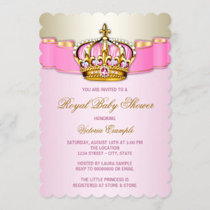 Pink and Gold Princess Baby Shower Invitation