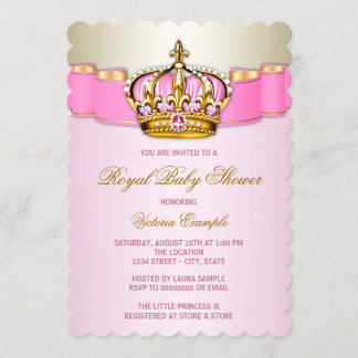 Pink and Gold Princess Baby Shower Invitation