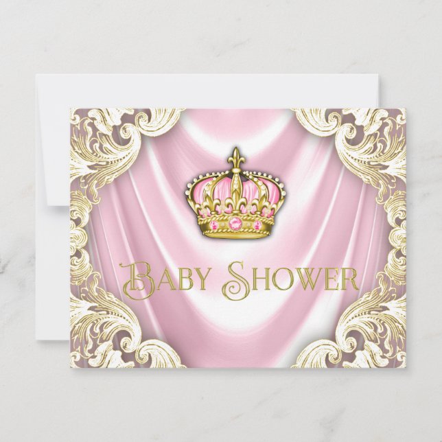 Pink and Gold Princess Baby Shower Invitation (Front)