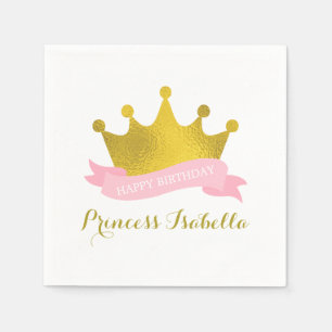 Pink and Gold Princess Birthday Party Napkin