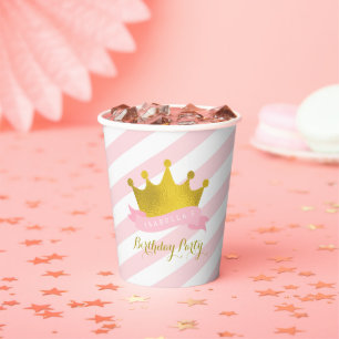 Pink and Gold Princess Birthday Party Paper Cup