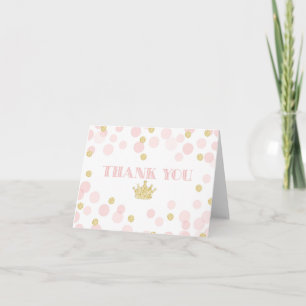 Pink and Gold Princess Confetti Thank You Card