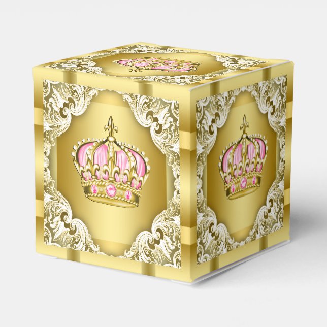 Pink and Gold Princess Crown Favour Box (Back Side)