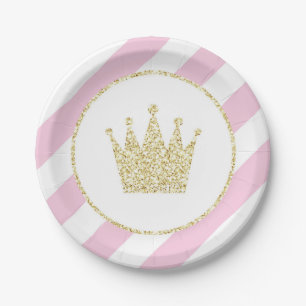 Pink and Gold Princess Crown Party Plates