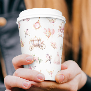 Pink and Gold Princess Fairytale Birthday Party Paper Cups