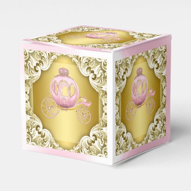 Pink and Gold Princess Favour Box (Front Side)