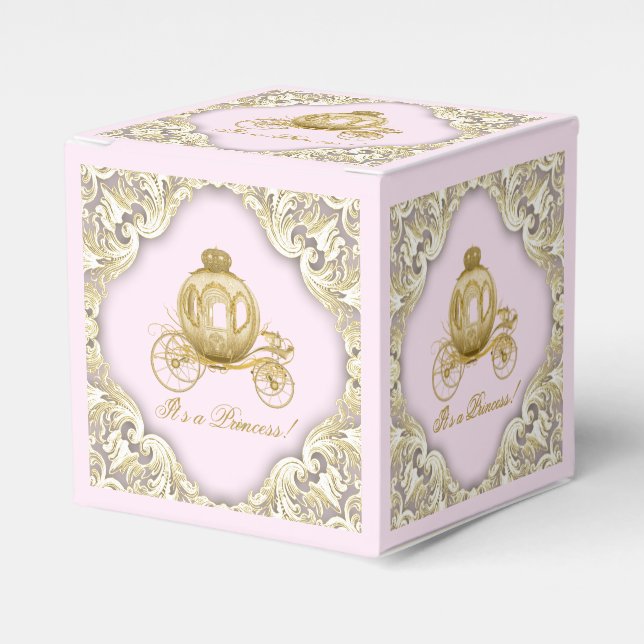Pink and Gold Princess Favour Box (Front Side)