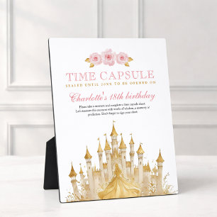 Pink and Gold Princess First Birthday Time Capsule Plaque