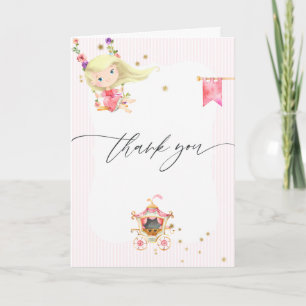 Pink and Gold Princess Girl 2nd Birthday Party Thank You Card