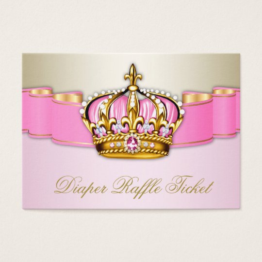 Pink and Gold Princess Girls Diaper Raffle Ticket
