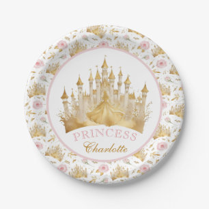 Pink and Gold Princess Party Paper Plates 