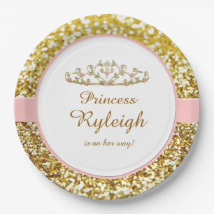 Pink and gold princess plates