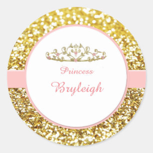 Pink and gold princess stickers