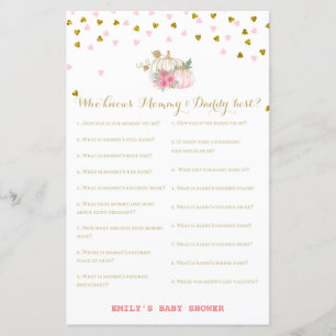 pink and Gold Pumpkin Baby Shower Game