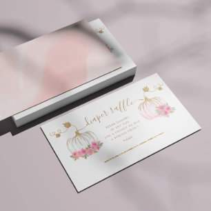Pink And Gold Pumpkin Diaper Raffle Ticket Enclosure Card