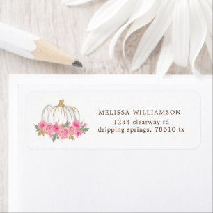 Pink And Gold Pumpkin Floral Return Address