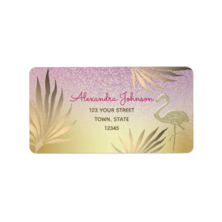 Pink And Gold Return Address Label