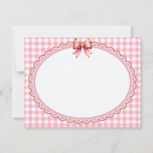 Pink and Gold Ribbon Stationery Thank You Card