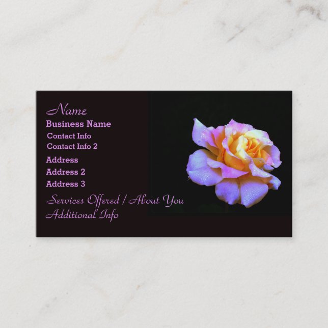 Pink and Gold Rose Business Cards (Front)