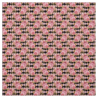 Pink and Gold Rose Floral Fabric