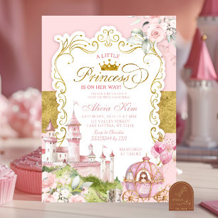 Pink and Gold Royal Princess Baby Shower Invitation