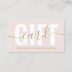 Pink and gold script loyalty gift card hair salon
