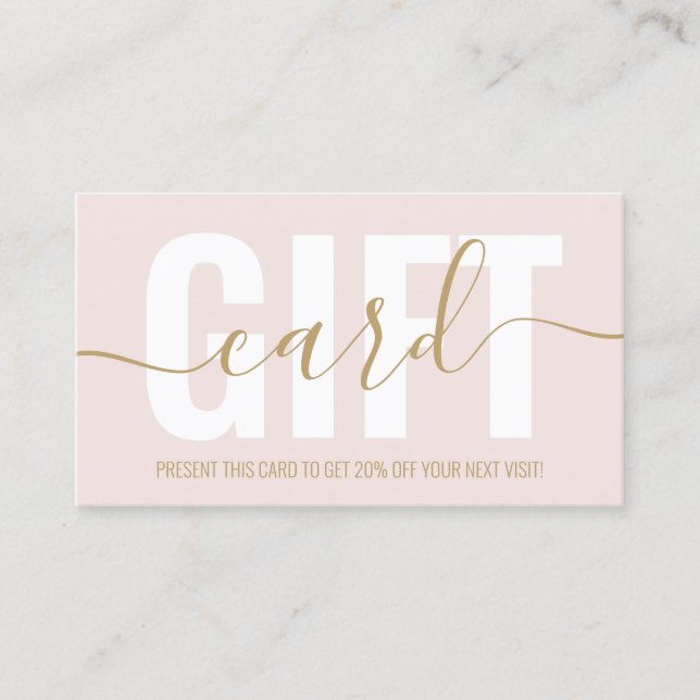 Pink and gold script loyalty gift card hair salon (Front)